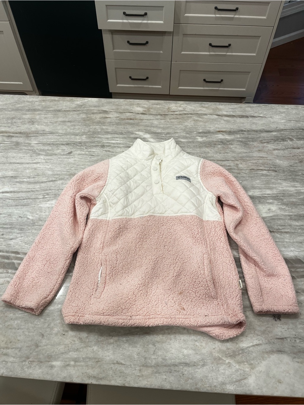 Magellan Outdoors Pink & White Sherpa Pullover | Girls size 10-12 | Cozy Fleece